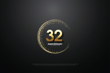 Sticker - 32 anniversary with number illustration.