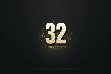 Wall Mural - 32 anniversary with number illustration.