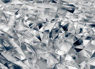 Fototapete - Abstract silver chrome crystal texture close up background 3d illustration rendering