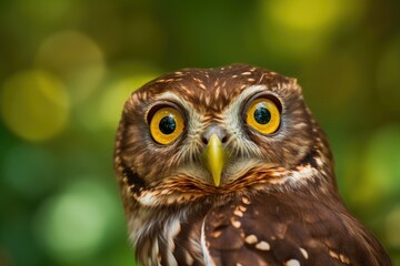 Canvas Print - a close-up of an owl chicks eyes ( Athene noctua ). Generative AI