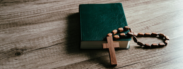 Sticker - Cross and bible on the table