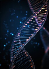 Wall Mural - dna helix on a dark background. 3d illustration. generative ai