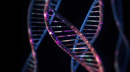 Wall Mural - dna helix on a dark background. 3d illustration. generative ai