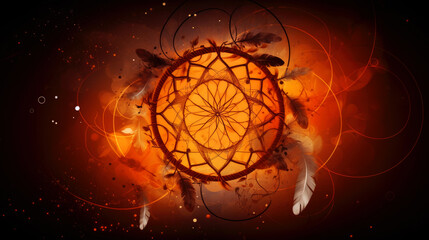 beautiful dreamcatcher on abstract background. generative ai.