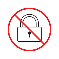 Wall Mural - Forbidden lock vector icon. Warning, caution, attention, restriction, label. Private lock icon. Locker vector icon. Lock flat sign design. EPS 10 pictogram symbol. No padlock icon