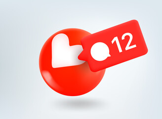 Fototapete - Blog followers concept. 3d vector mobile application icon with notification