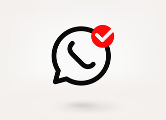 Aufkleber - Speech cloud pictogram with approve check mark. Linear vector linear icon
