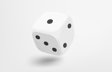 Aufkleber - White dice icon isolated on white background. Gamebling concept. 3d vector illustration