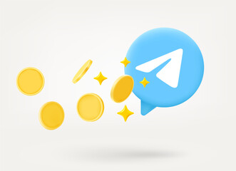 Poster - Receiving money via internet messenger. 3d vector illustration isolated on white background