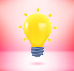Aufkleber - Inspiration concept with lightbulb and holographic effect. 3d vector illustration