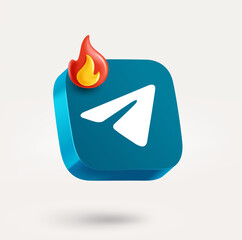 Poster - Chat application icon with bonfire. 3d vector icon isolated on white background