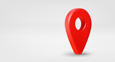 Aufkleber - Red location pointer. 3d vector banner with copy space