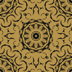 Wall Mural - Gold and black decorative seamless pattern. Elegant endless ornate luxury background. Vector illustration