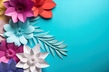 Wall Mural - Paper art flowers on isolated background