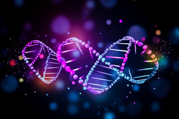 DNA double helix molecule composition.Human genome cell genetic biotechnology study in the field of medicine. Genetic engineering research and analysis in science laboratories, generative AI