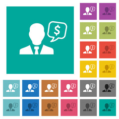 Wall Mural - Dollar financial advisor square flat multi colored icons