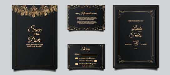 Wall Mural - elegant wedding invitation cards set