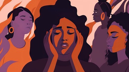 a digital illustration of an anxiety, mental health concept with african american woman. generative 