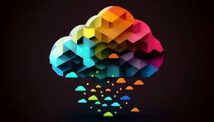 Wall Mural - Cloud Computing Icon. Creative Illustration, High Quality Resolution, cloud icon, 8K, colourful, abstract colorful background.