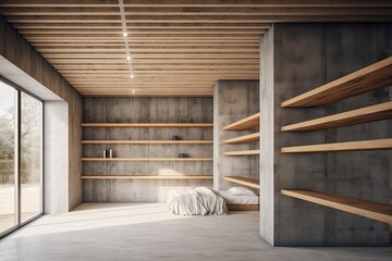 Wall Mural - cozy bedroom with a rustic feel. Generative AI