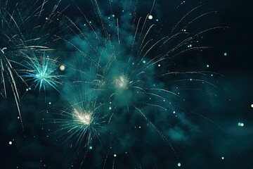 Poster - colorful fireworks display lighting up the night sky. Generative AI