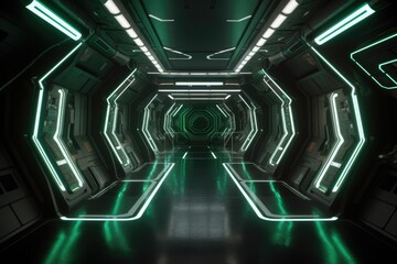 Sticker - neon-lit tunnel with a moody atmosphere. Generative AI