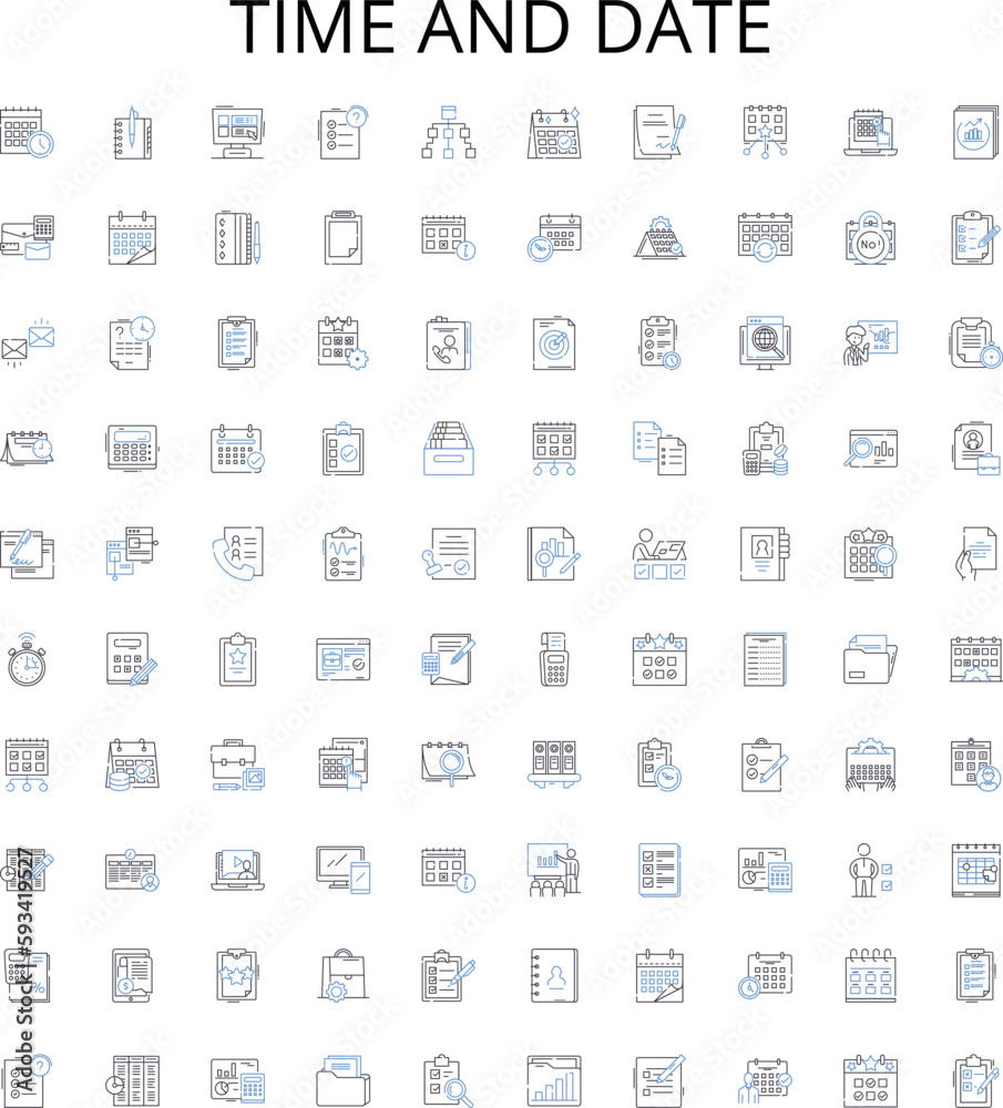 Time and date outline icons collection. Time, Date, Calendar, Clock ...