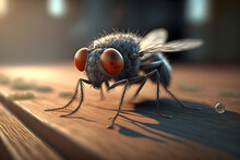 Exotic Drosophila Fruit Fly Diptera Closeup. Neural Network AI Generated Art