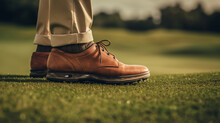 Precision In Motion, A Close-up Of A Golfer's Legs During A Shot Generative AI