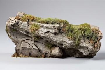 Poster - moss-covered rock in a natural setting. Generative AI