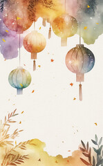 Poster - Mid-Autumn Festival watercolor abstract background for busines,Generative AI