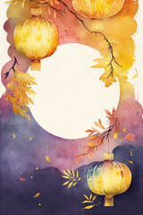 Wall Mural - Mid-Autumn Festival watercolor abstract background for busines,Generative AI