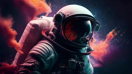 Wall Mural - Space suits isolated on space background.  Motion.