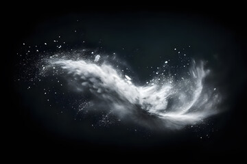 Fototapete - Abstract design of white powder snow cloud explosion on dark background. Generative AI