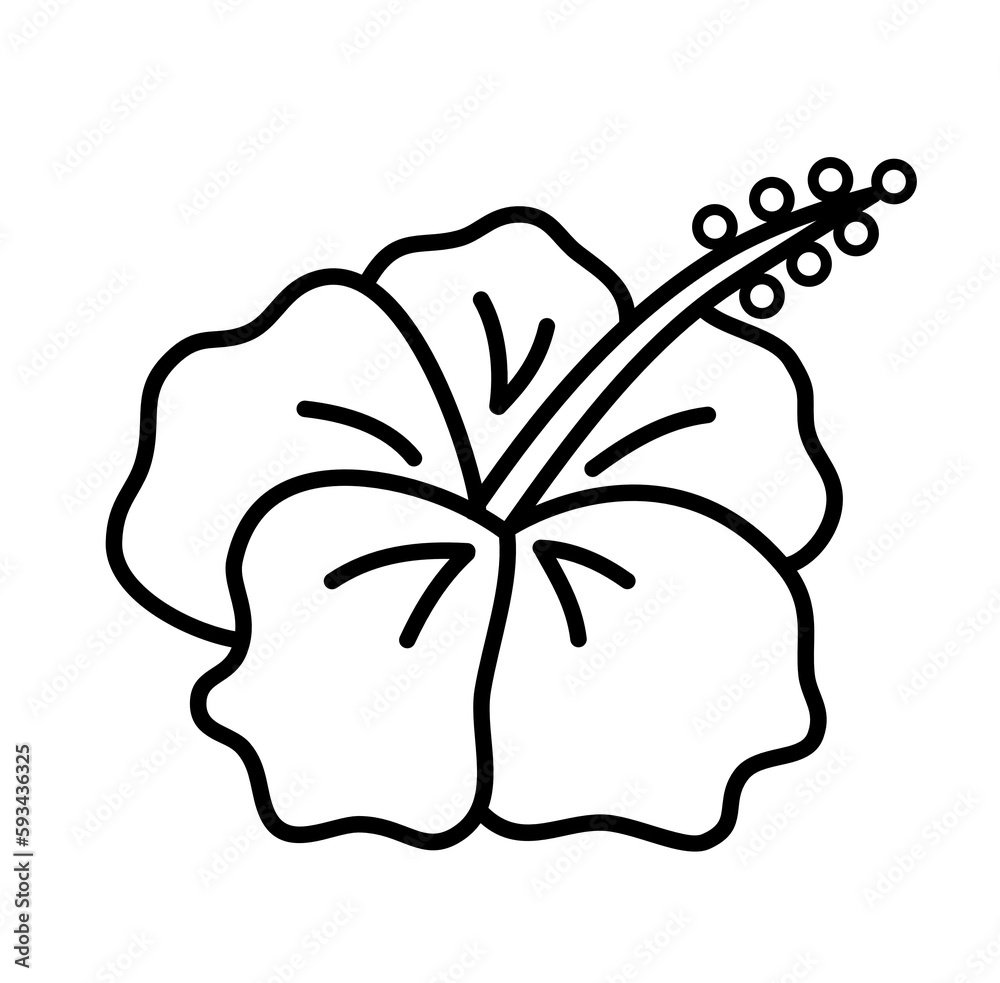 Hibiscus flower outline icon Stock Illustration | Adobe Stock