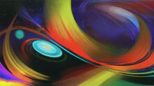 A Colorful Abstract Painting Of A Colorful Swirly Design.