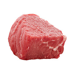 cube of raw beef meat isolated on transparent background