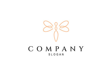 Wall Mural - dragonfly logo with elegant color in linear design style