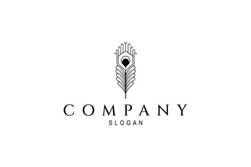 Wall Mural - Peacock feather logo in linear design style