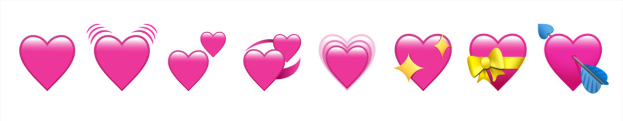 Wall Mural - Pink hearts emojis. Love Hearts emoji. Isolated. Vector illustration.
