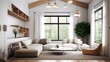 © RocknRoller Studios - Modern Living Room. Contemporary Interior Design Background. Generative AI.