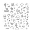 © Ekaterina - Summer Doodle Collection. Editable Stroke Outline. Summer and Beach Design Elements and Lettering in Doodle Style.