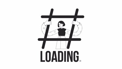 Fototapete - Hashtag obsessed bw loader animation. Social media platform. Flash message 4K video footage. Isolated monochrome loading progress indicator with alpha channel transparency for UI, UX web design