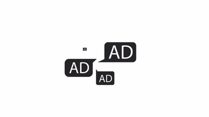 Poster - Animated bw too many ads bubbles. Black and white thin line icon 4K video footage for web design. Excessive pop ups isolated monochromatic flat element animation with alpha channel transparency