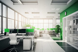 Fototapeta  - Modern open space office interior. Generative AI