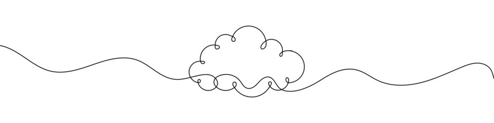 Wall Mural - Cloud icon in continuous line drawing style. Line art of cloud icon. Vector illustration. Abstract background