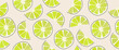 Vector flat illustration. Sliced lime halves on a light background. Seamless background for your design. Ideal for advertising, packaging, textiles or posters.
