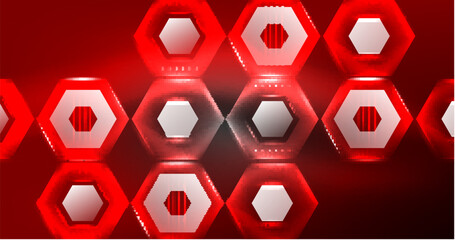 Poster - Neon hexagon background. Hi-tech design for wallpaper, banner, background, landing page, wall art, invitation, prints, posters