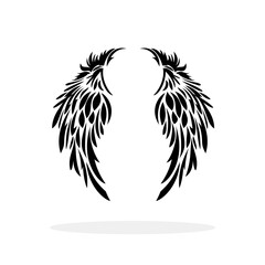 Wall Mural - wings icon. black icon of wings on white background. wings logo design. vector illustration