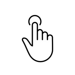 Poster - Click Gesture of Computer Mouse. Pointer Finger Black Line Icon. Cursor Hand Linear Pictogram. Press Double Tap Touch Swipe Point Outline Symbol. Editable Stroke. Isolated Vector Illustration